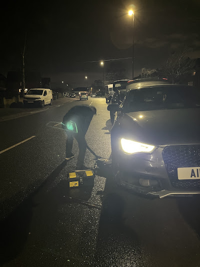 TT Mobile Tyre Fitting — roadside tyre change at night in Birmingham